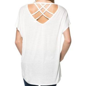 White Crisscross-Back Dolman Tee